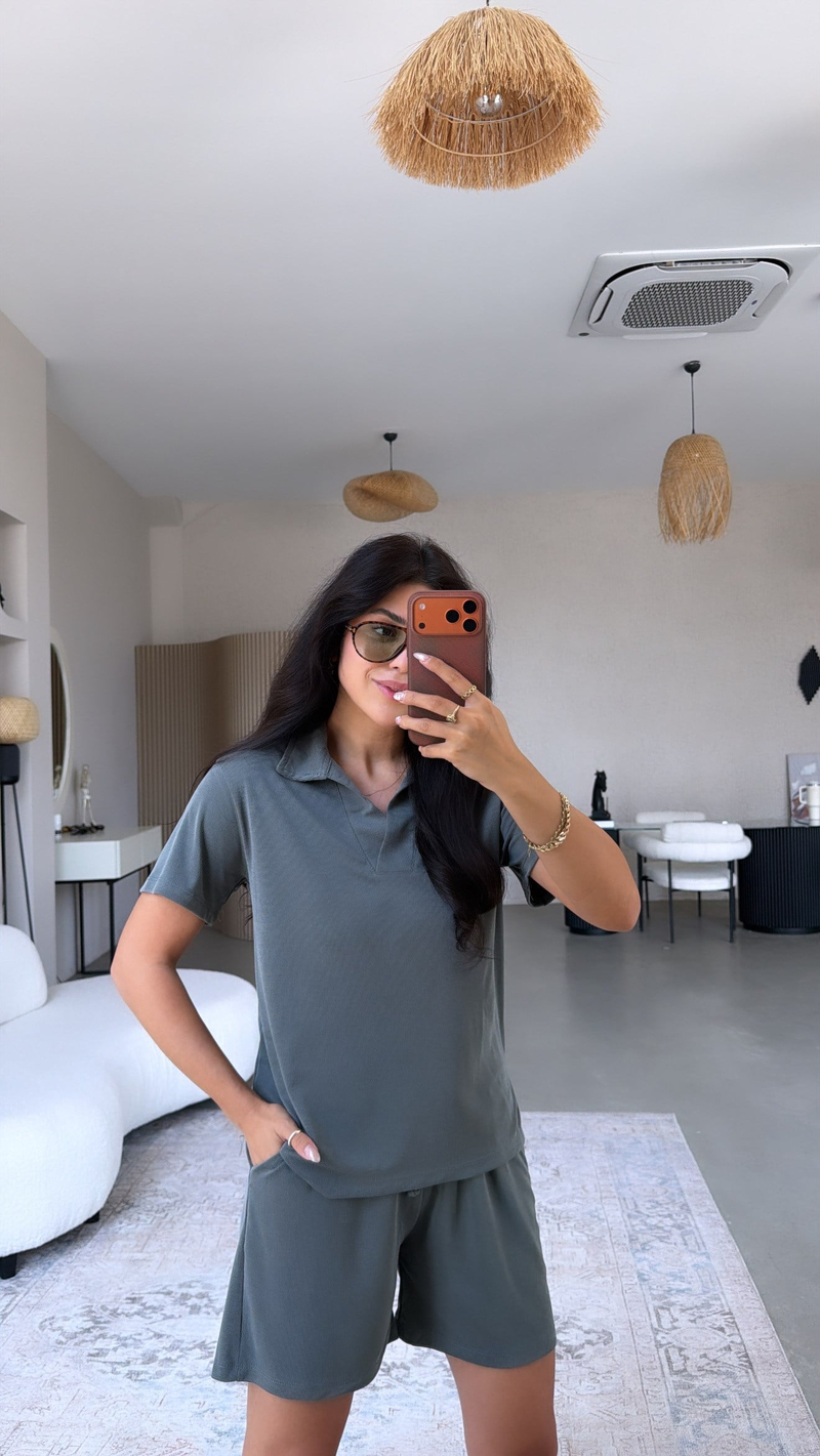 Koyu Haki Oys Şort Tshirt Takım