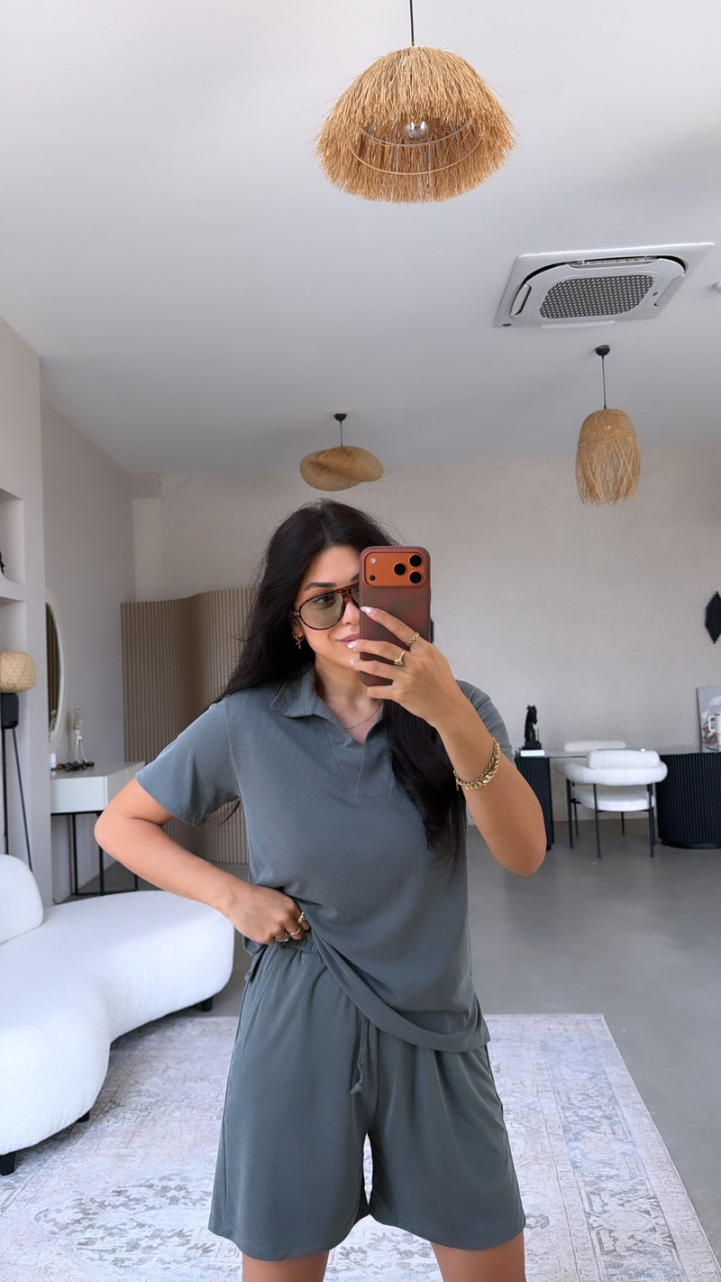 Koyu Haki Oys Şort Tshirt Takım