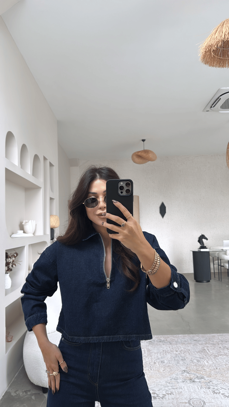Koyu Lacivert Jean Sweat