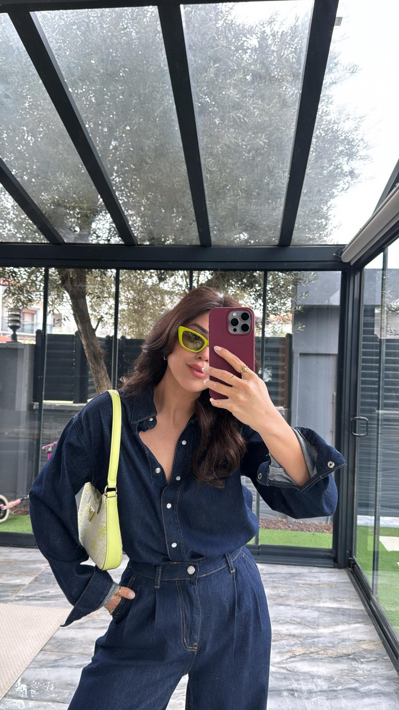 Koyu Renk Jean Premium Gömlek Pantolon Takım