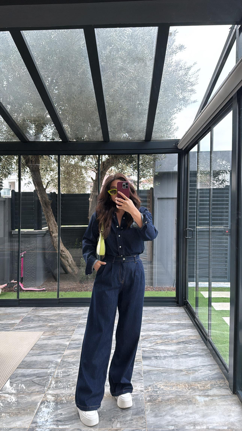 Koyu Renk Jean Premium Gömlek Pantolon Takım