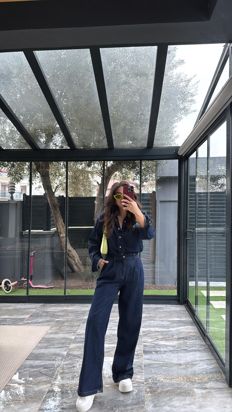 Koyu Renk Jean Premium Gömlek Pantolon Takım