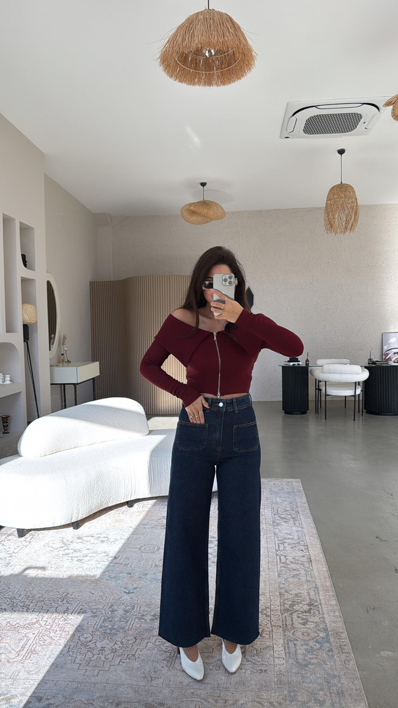 Lacivert Çift Cep Detaylı Jean