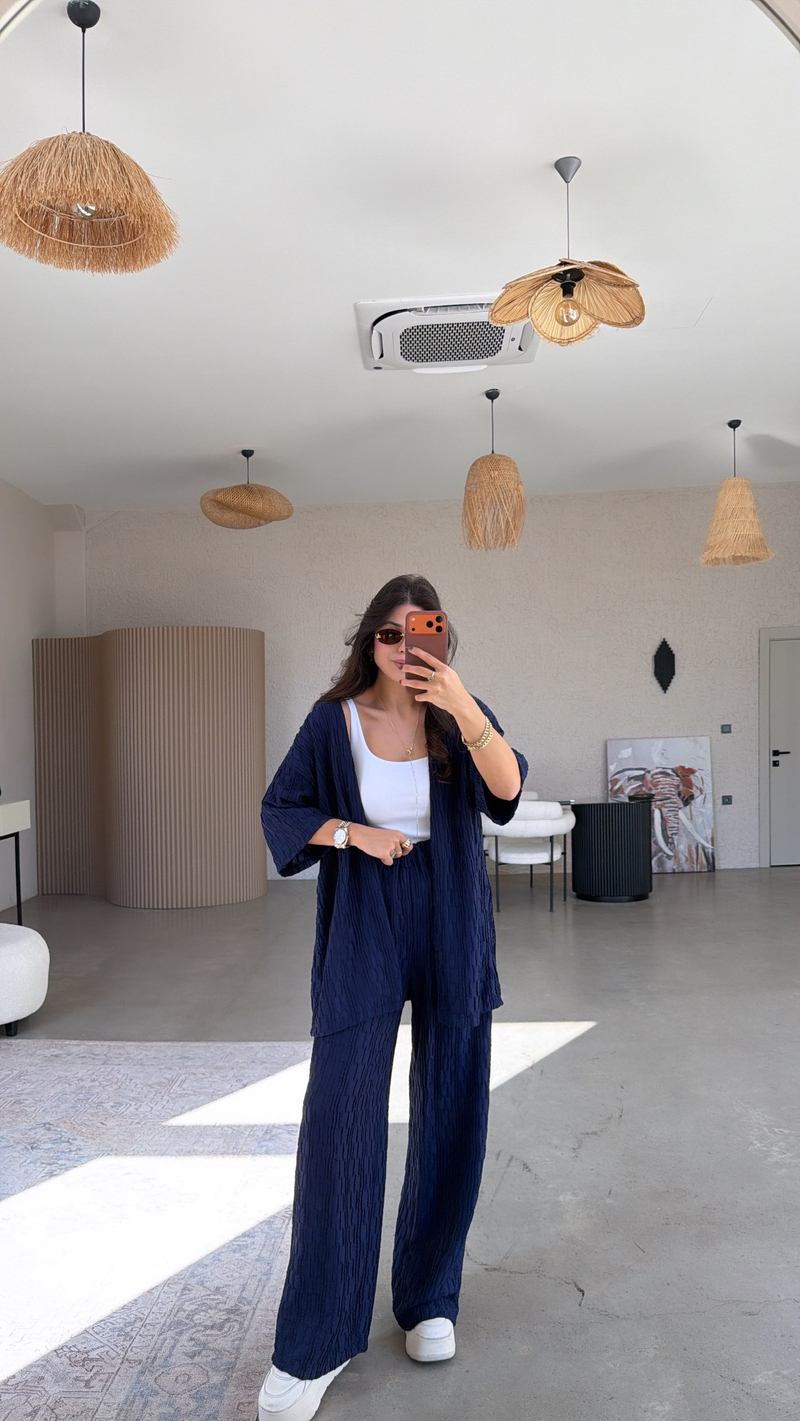 Lacivert Dokulu Ceketli Takım