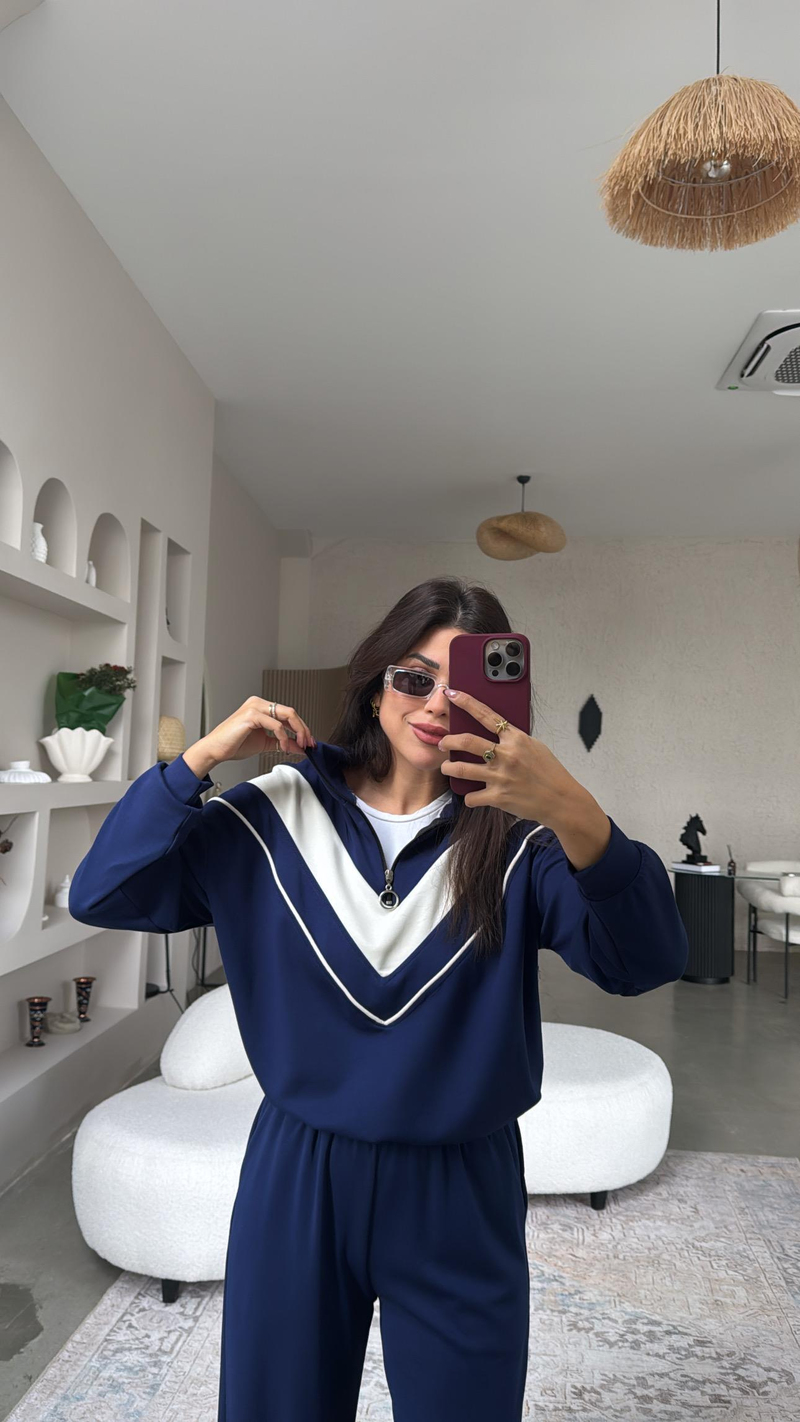 Lacivert Garnili Modal Takım