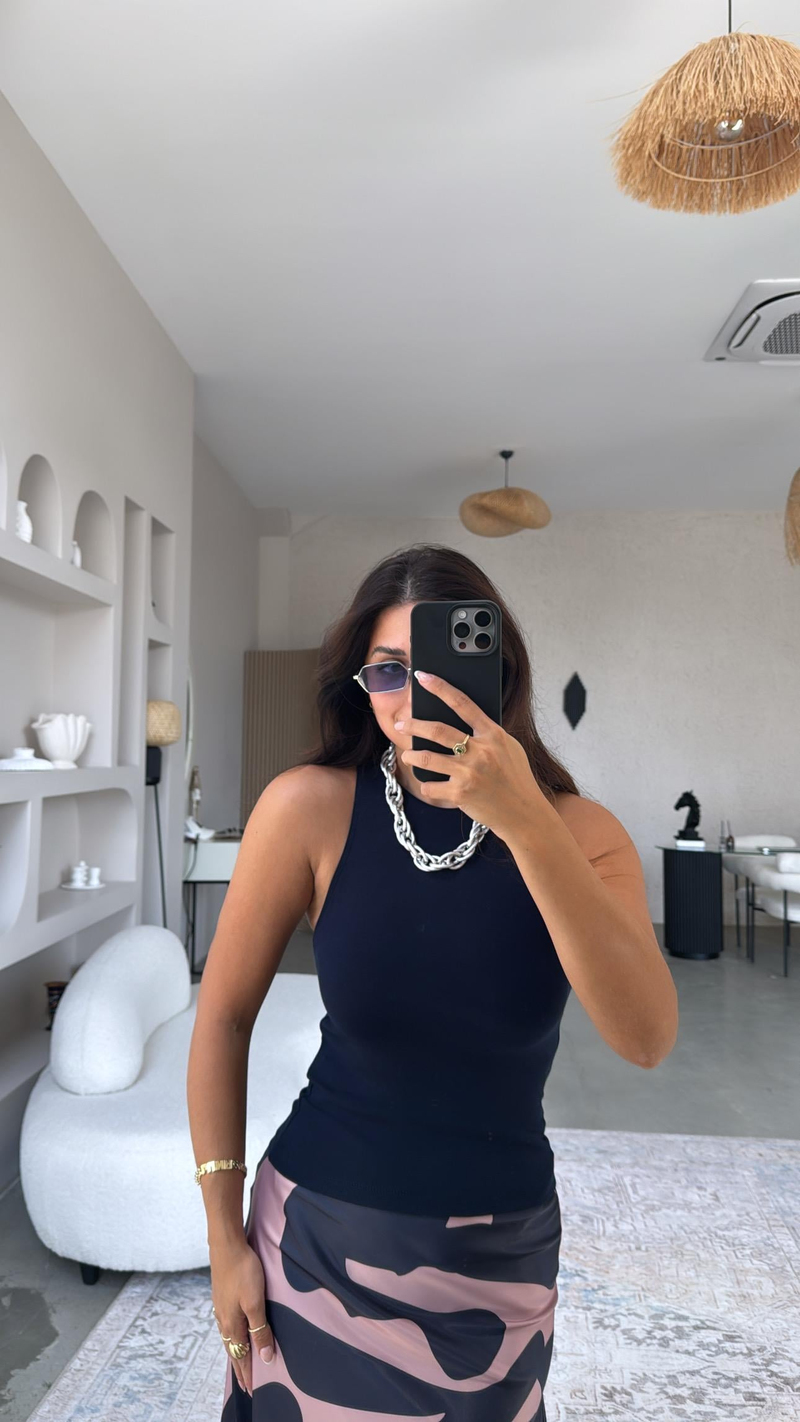 Lacivert Halter Yaka Yumuşak Modal Atlet