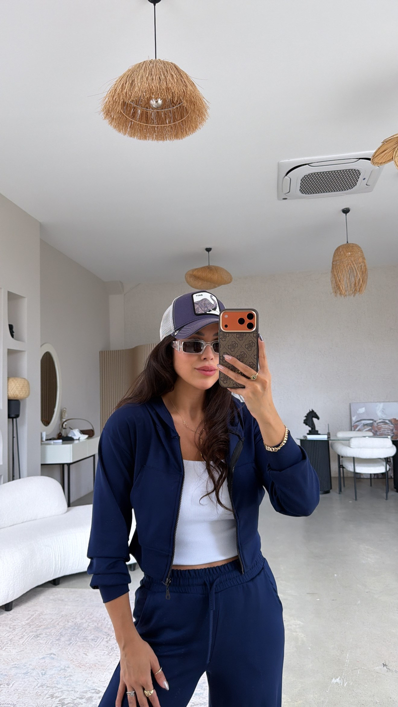 Lacivert Modal Hoodie Eşofman Takım