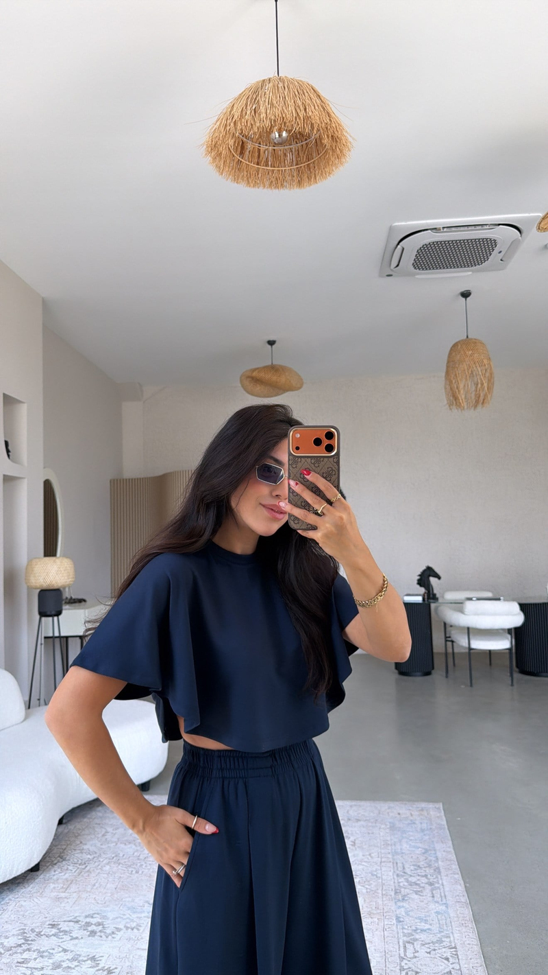 Lacivert Modal Pelerinli Cool Takım