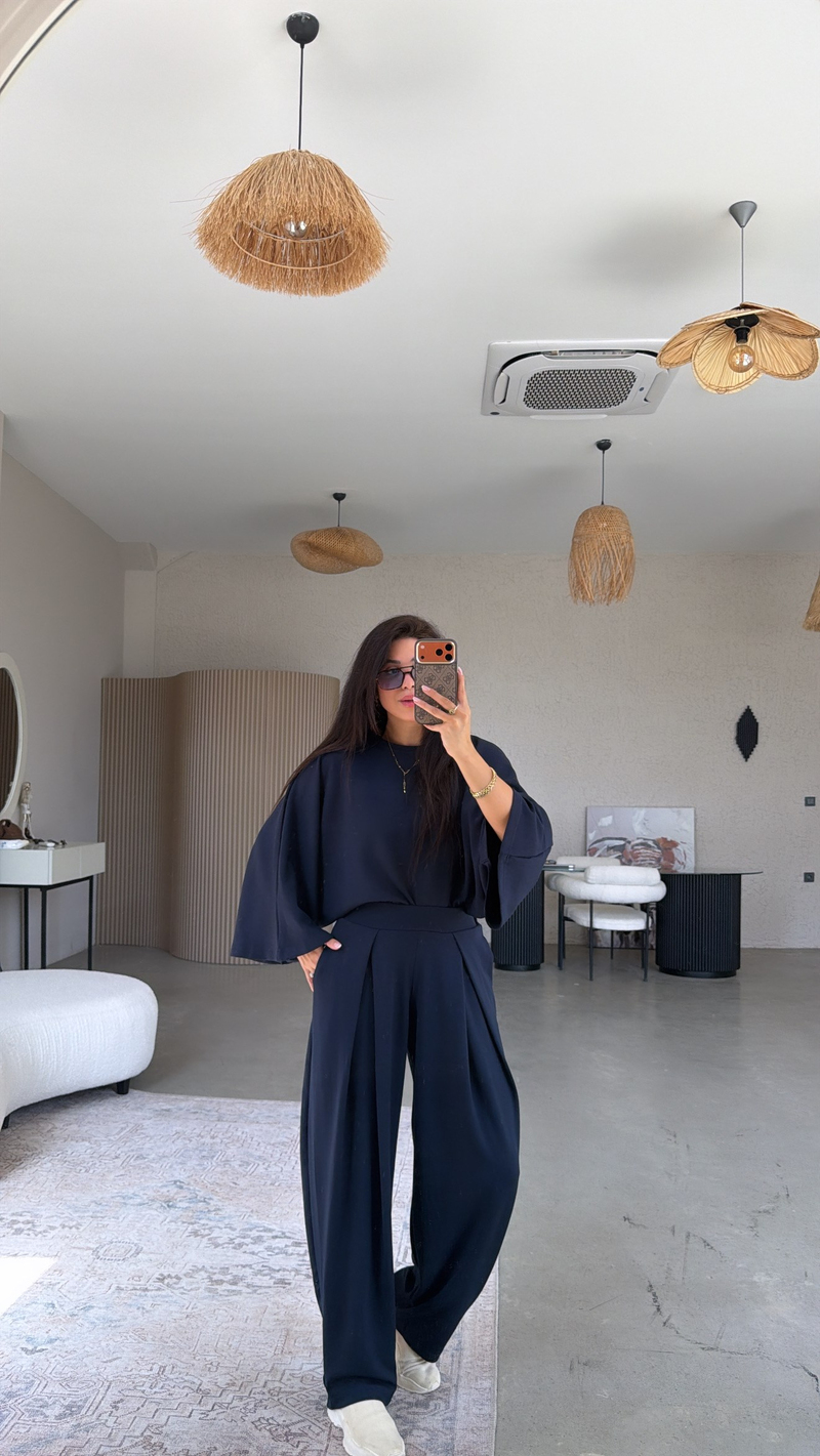 Lacivert Ön Pile Detaylı Oys Model Takım