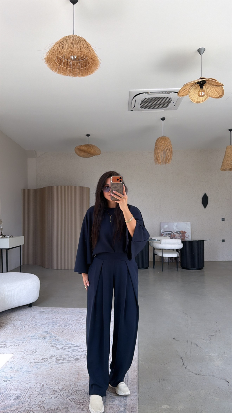 Lacivert Ön Pile Detaylı Oys Model Takım
