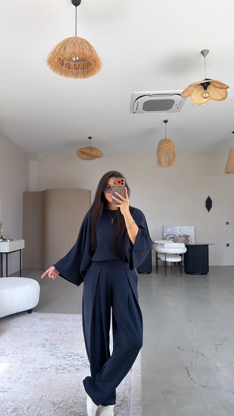 Lacivert Ön Pile Detaylı Oys Model Takım