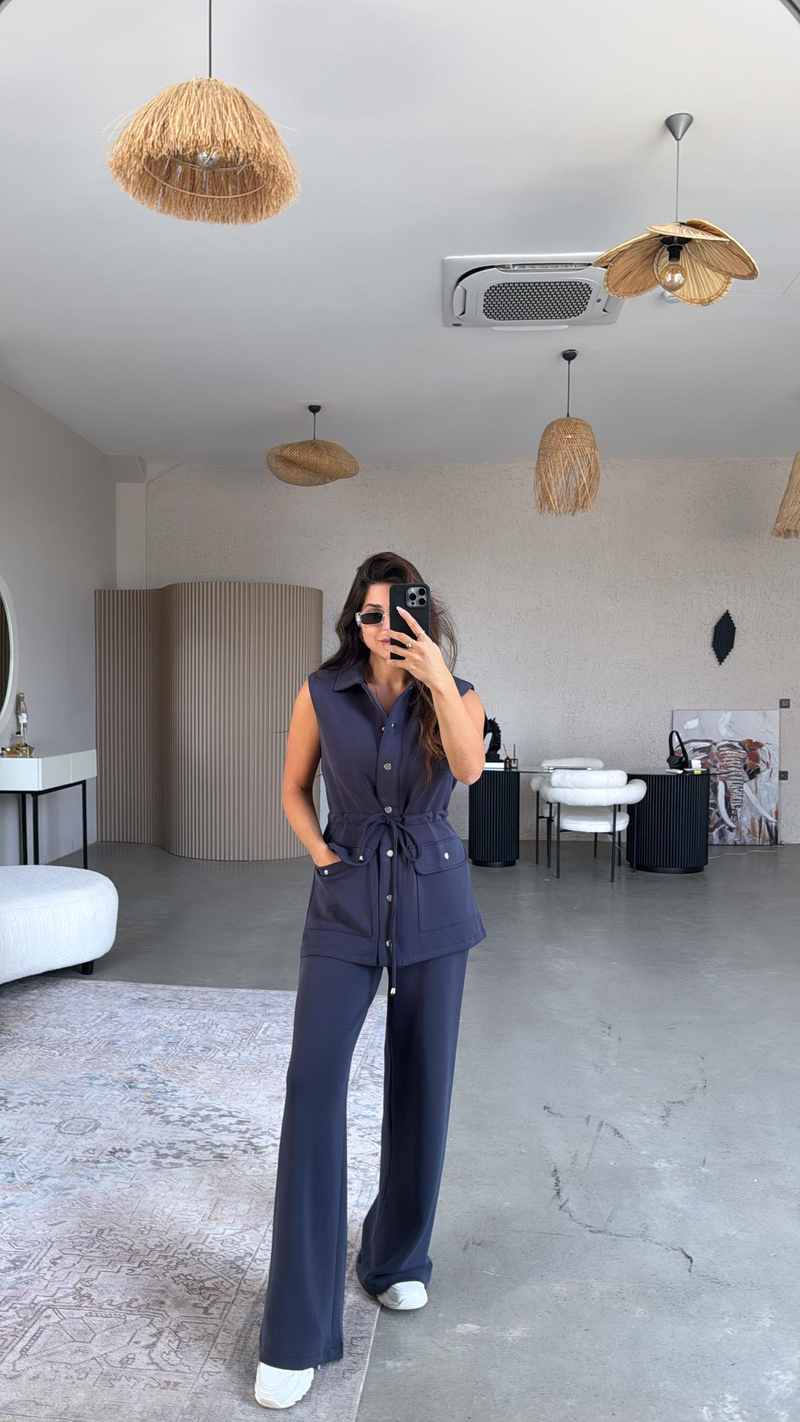 Lacivert Premium Modal Yelek Pantolon Takım