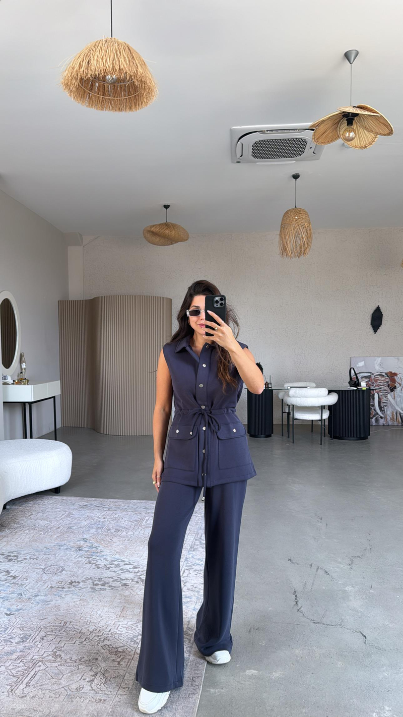 Lacivert Premium Modal Yelek Pantolon Takım