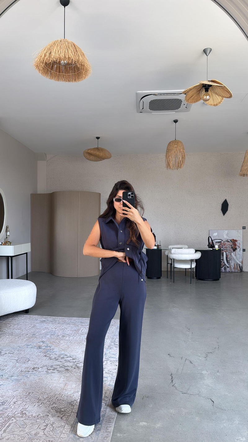 Lacivert Premium Modal Yelek Pantolon Takım