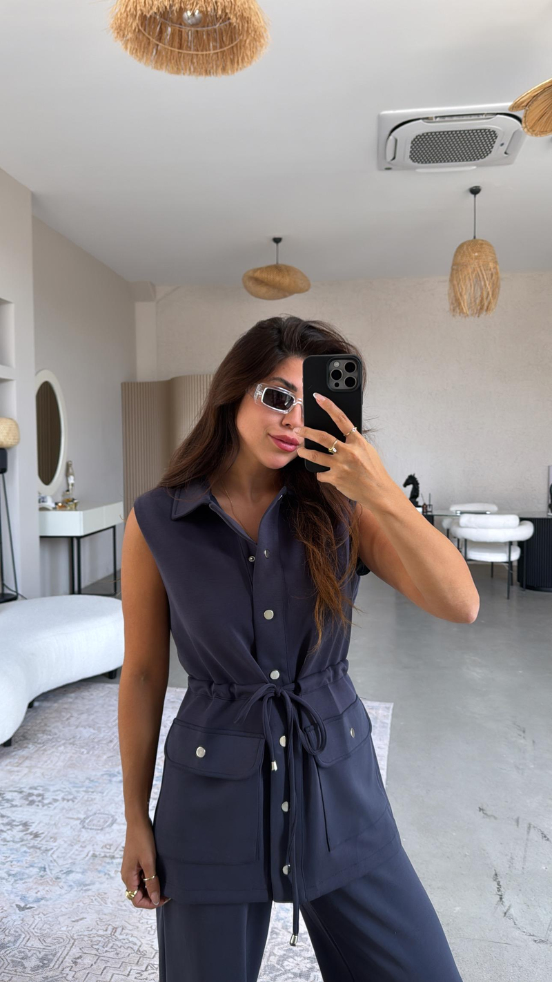 Lacivert Premium Modal Yelek Pantolon Takım