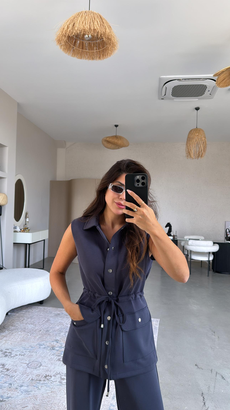 Lacivert Premium Modal Yelek Pantolon Takım