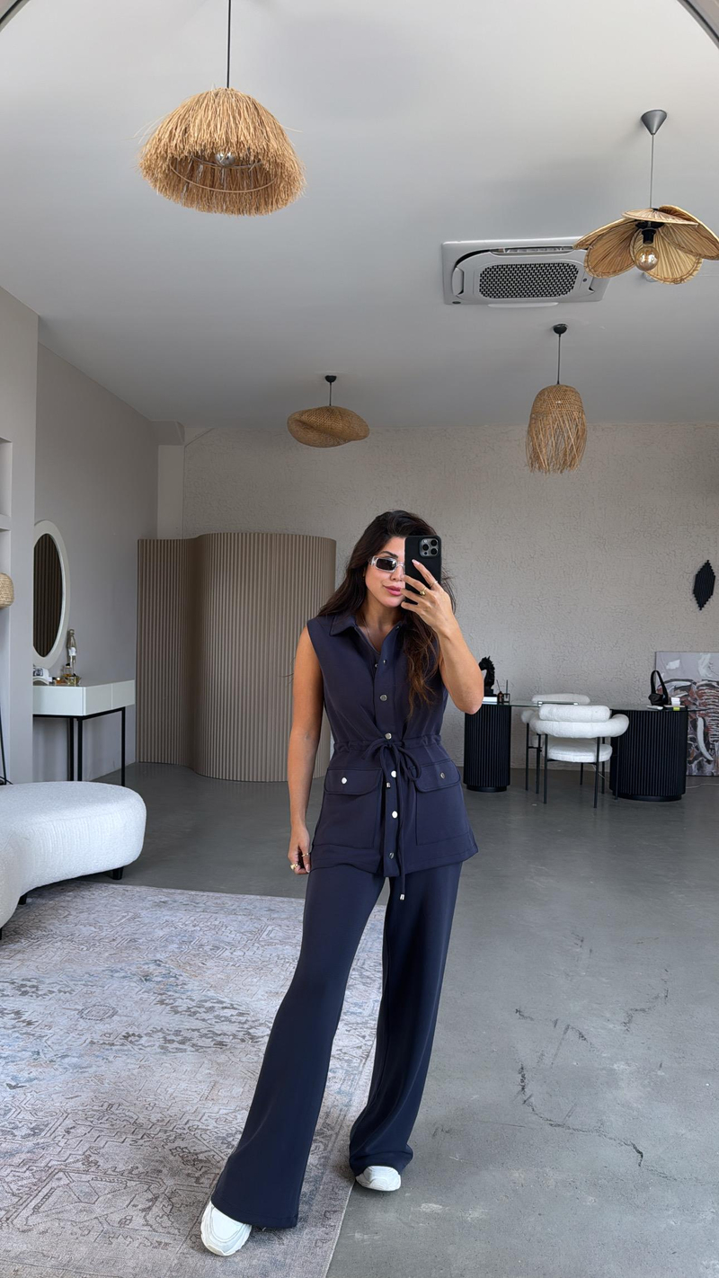 Lacivert Premium Modal Yelek Pantolon Takım