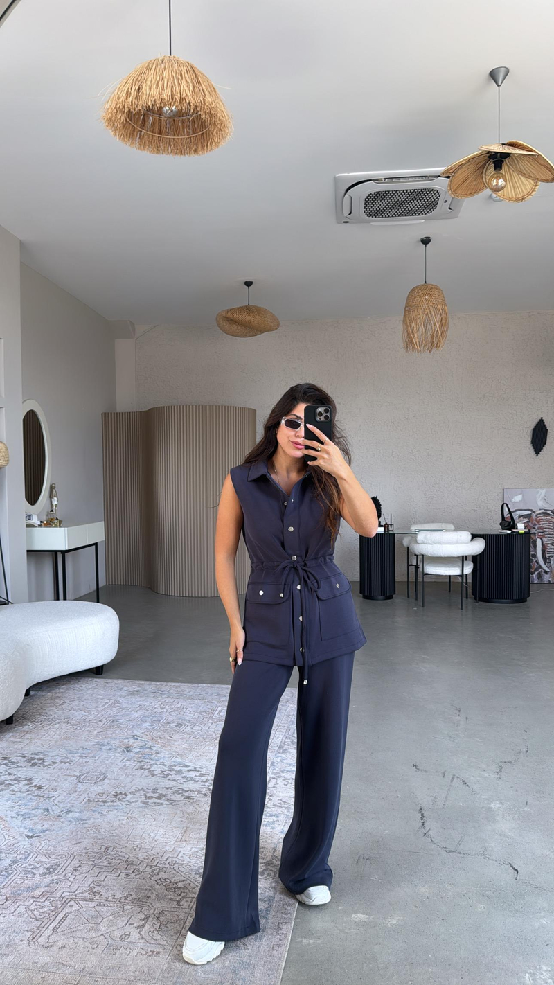 Lacivert Premium Modal Yelek Pantolon Takım