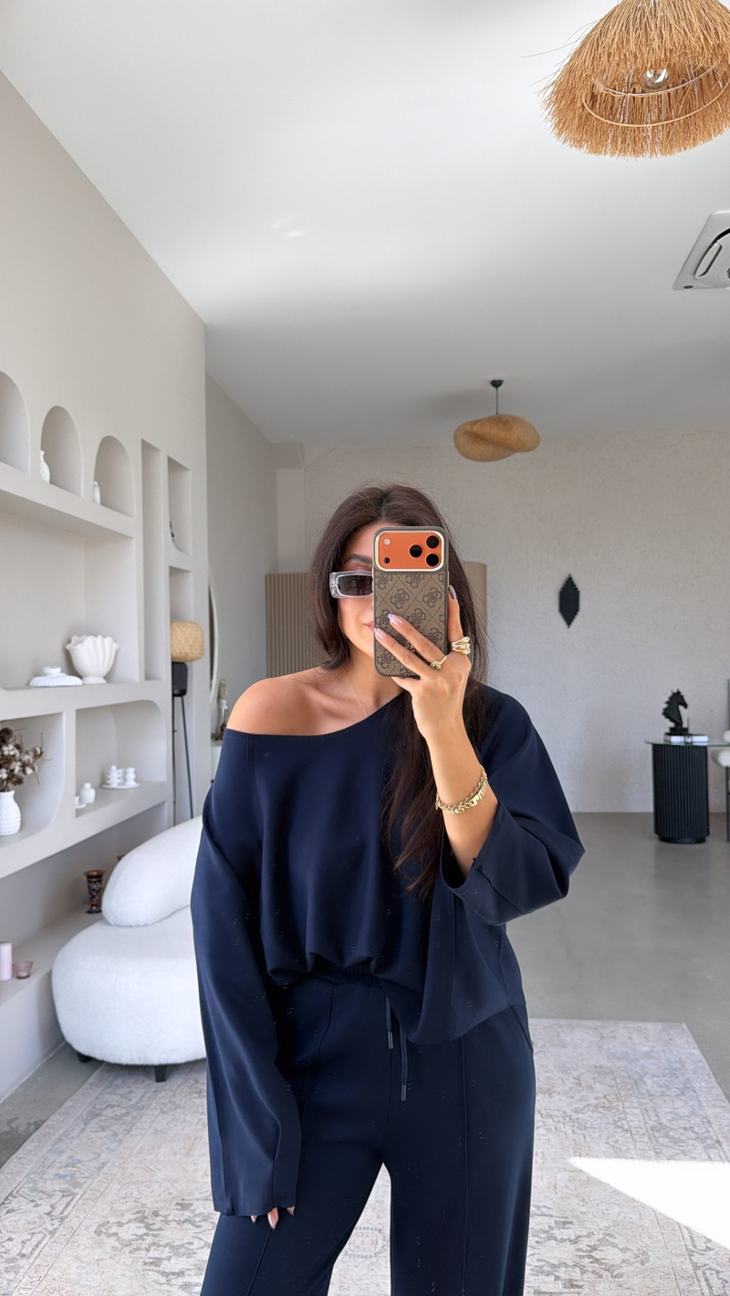 Lacivert Ters Dikişli Modal Takım