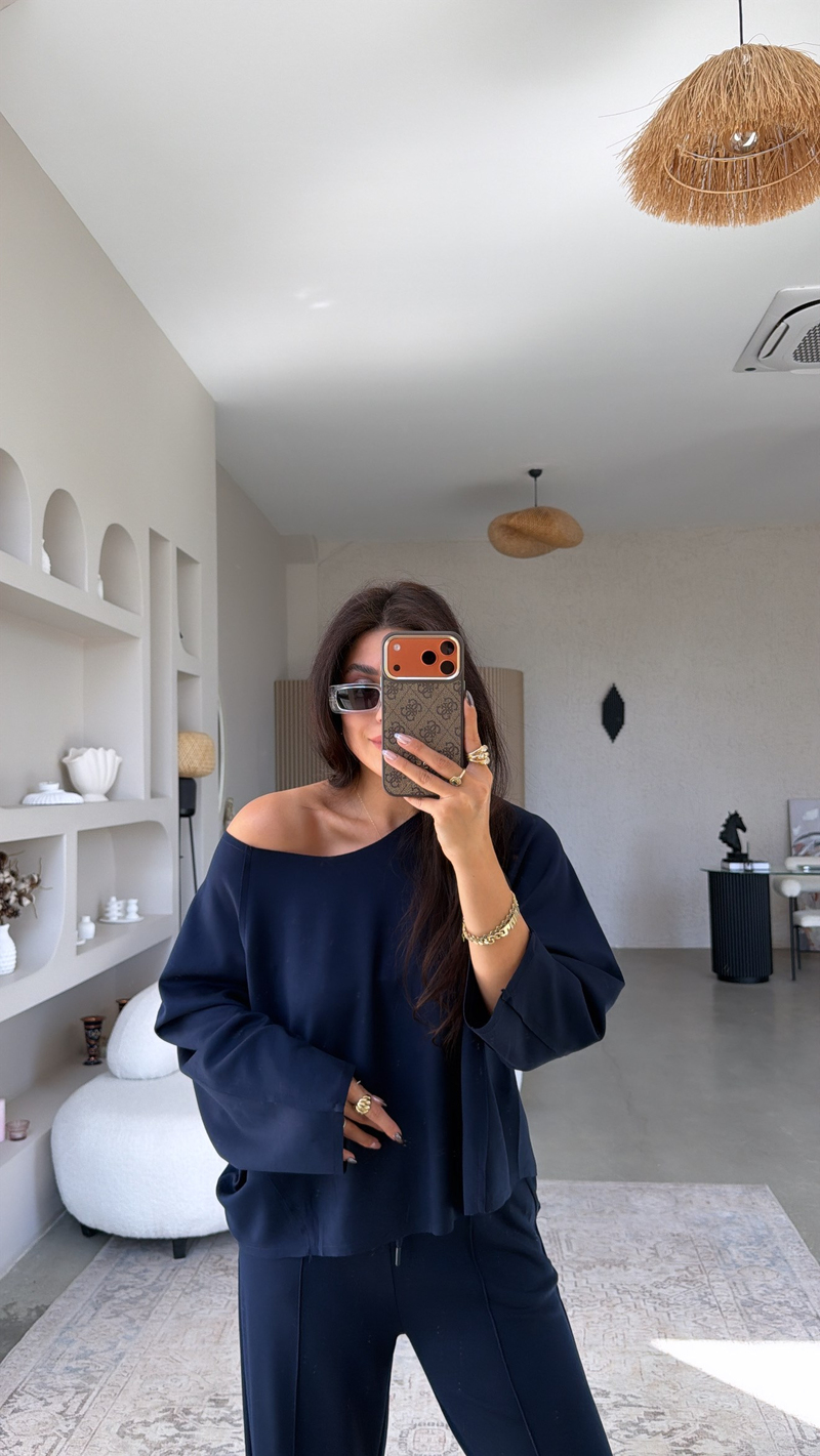 Lacivert Ters Dikişli Modal Takım