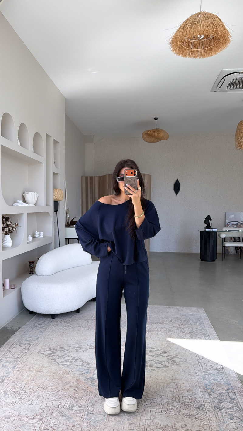 Lacivert Ters Dikişli Modal Takım