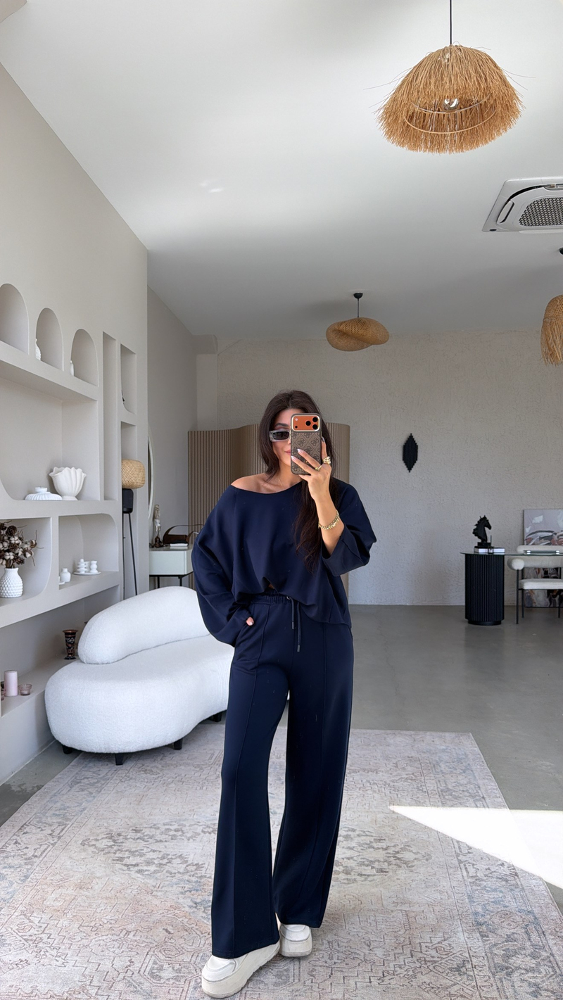 Lacivert Ters Dikişli Modal Takım