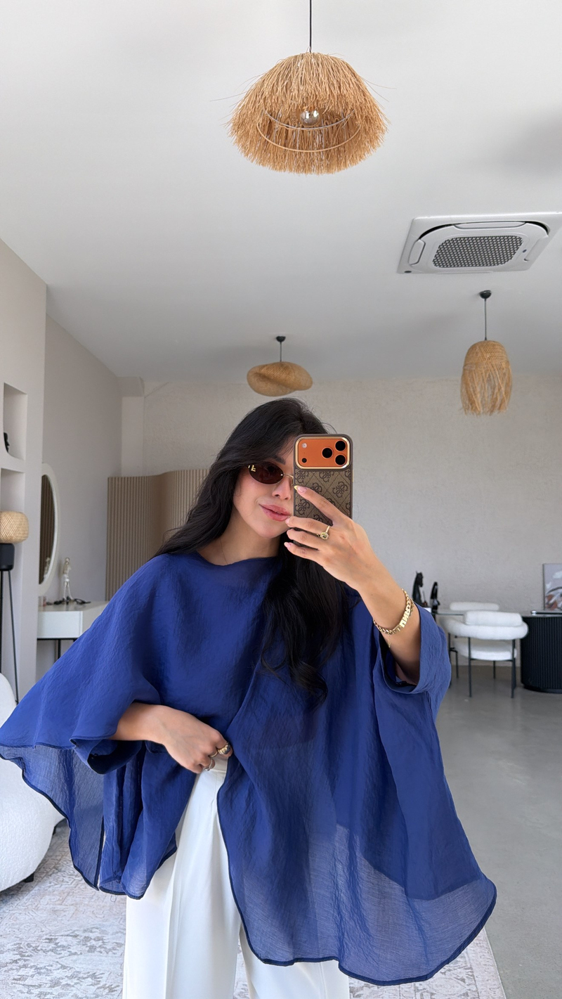 Lacivert Transparan Pelerin