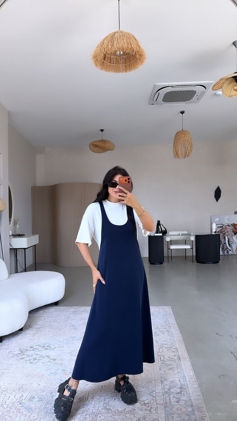 Lacivert Twst Orijinal Elbise Tshirt Takım