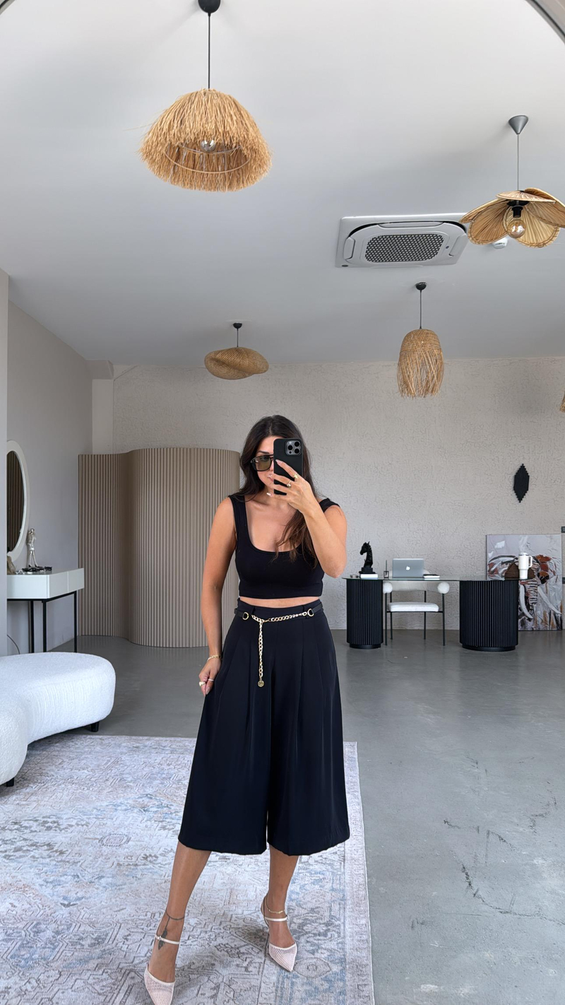 Lacivert Zincirli Premium Kısa Pantolon