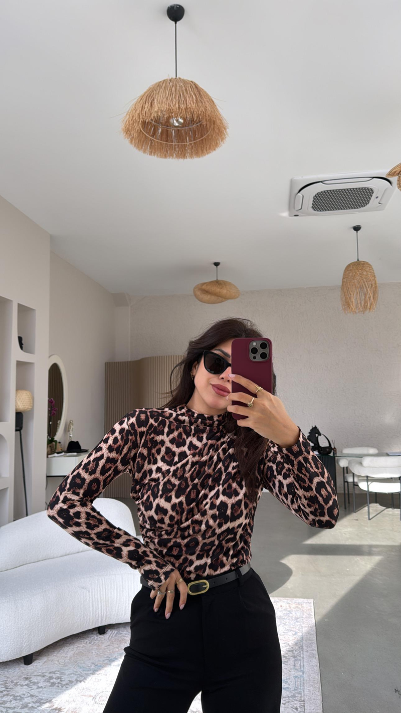 Leopar Drapeli Bluz