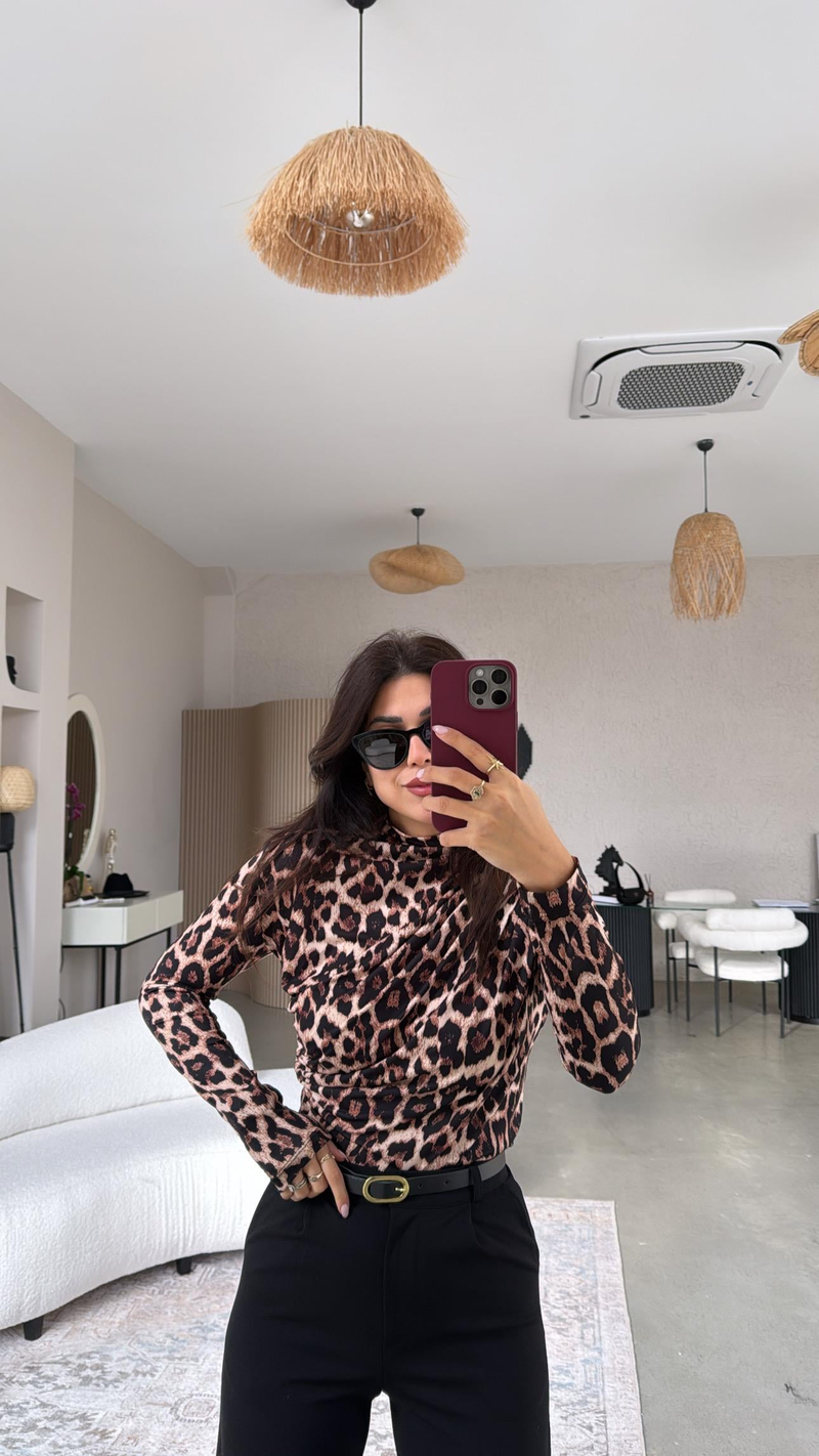 Leopar Drapeli Bluz