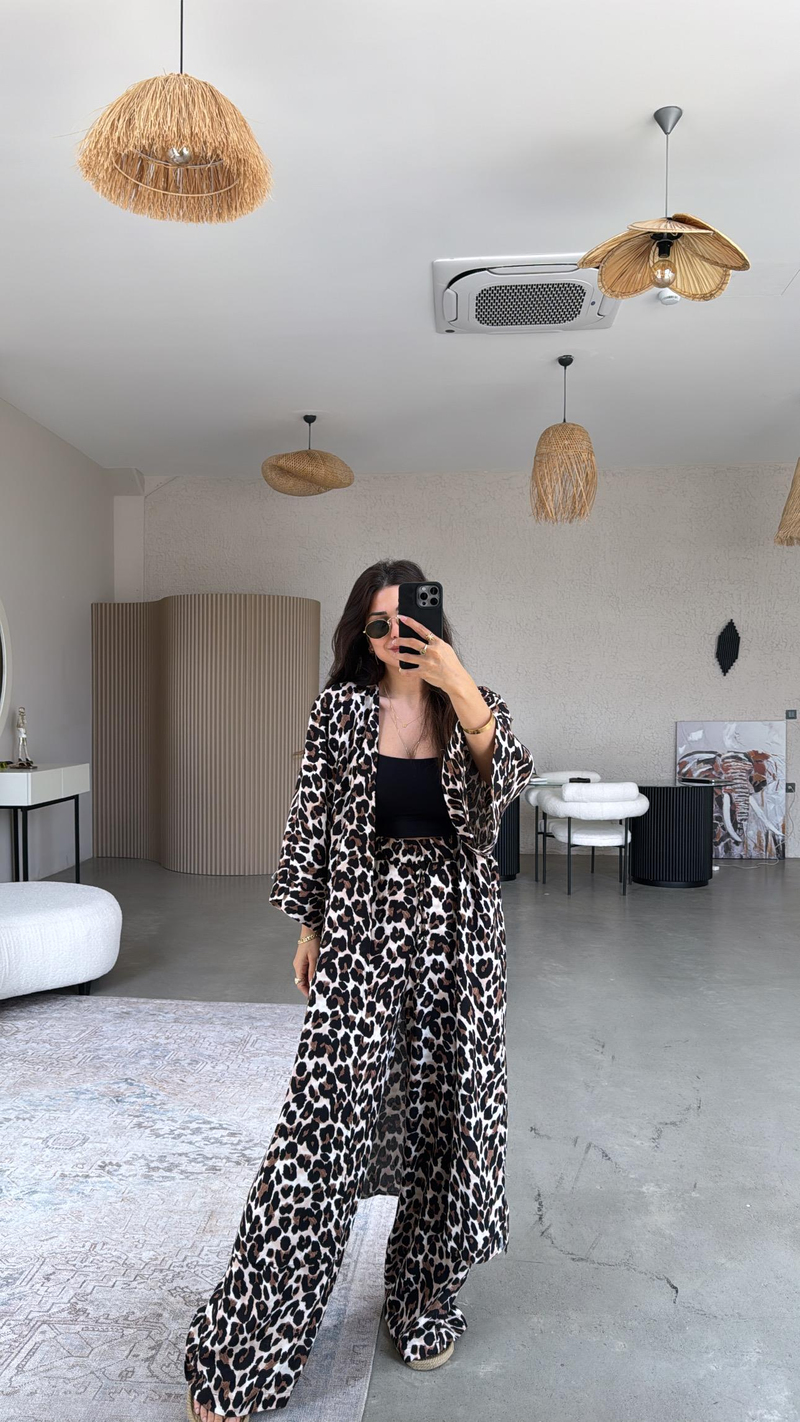 Leopar Juna Kimono Pantolon Takım