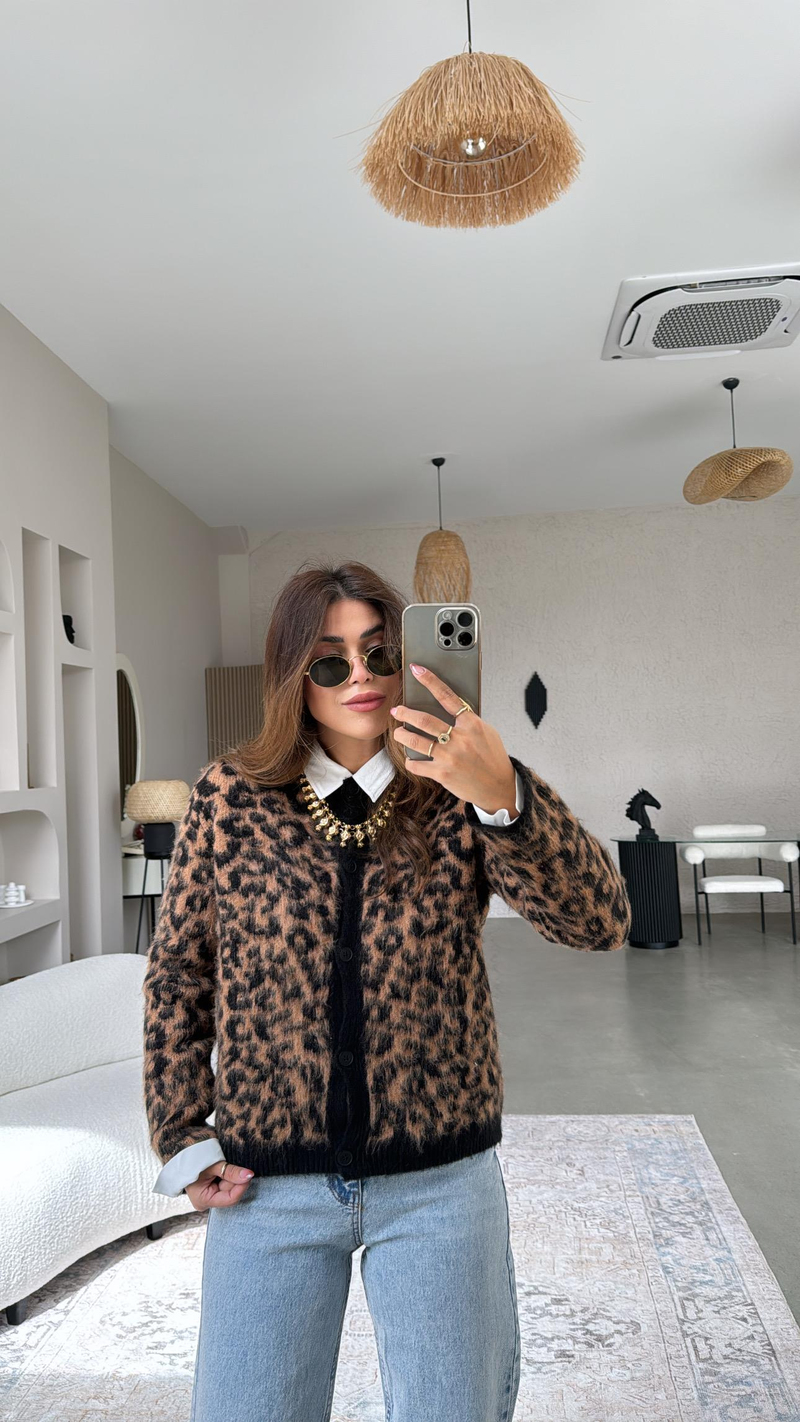 Leopar Sakallı Hırka