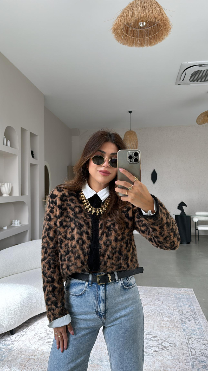 Leopar Sakallı Hırka