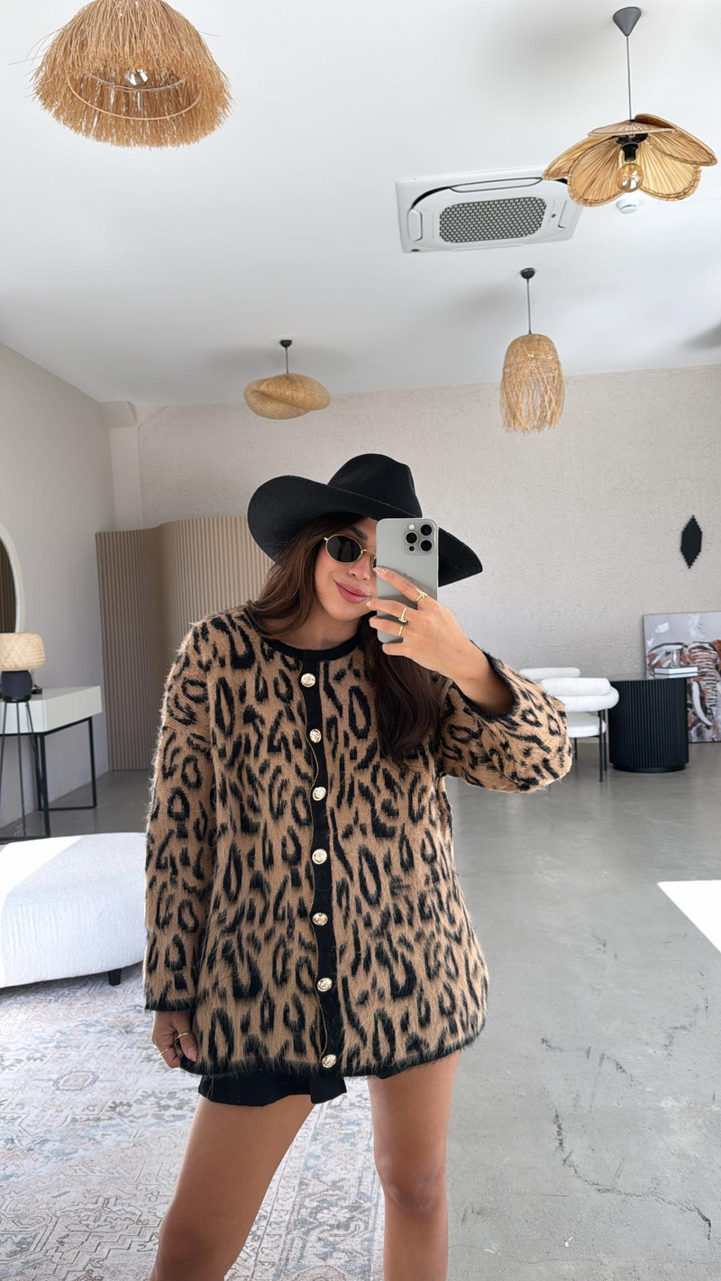 Leopar Uzun Hırka