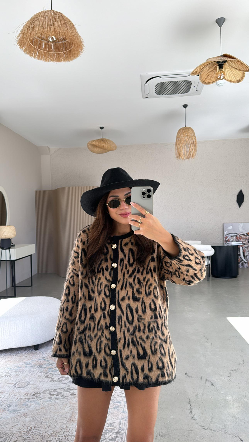 Leopar Uzun Hırka