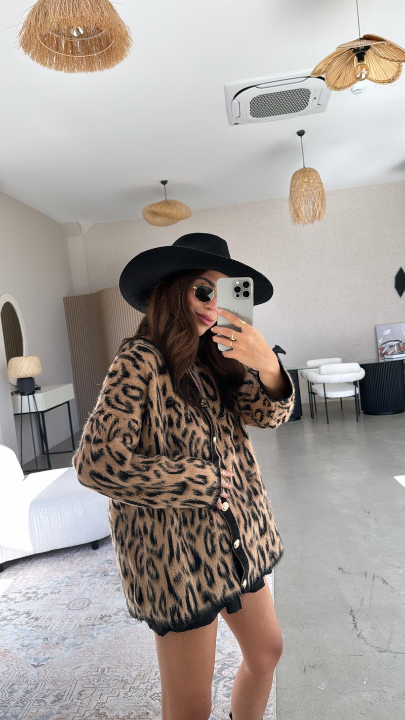 Leopar Uzun Hırka