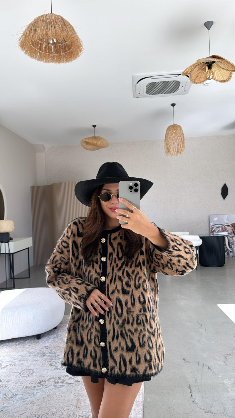 Leopar Uzun Hırka