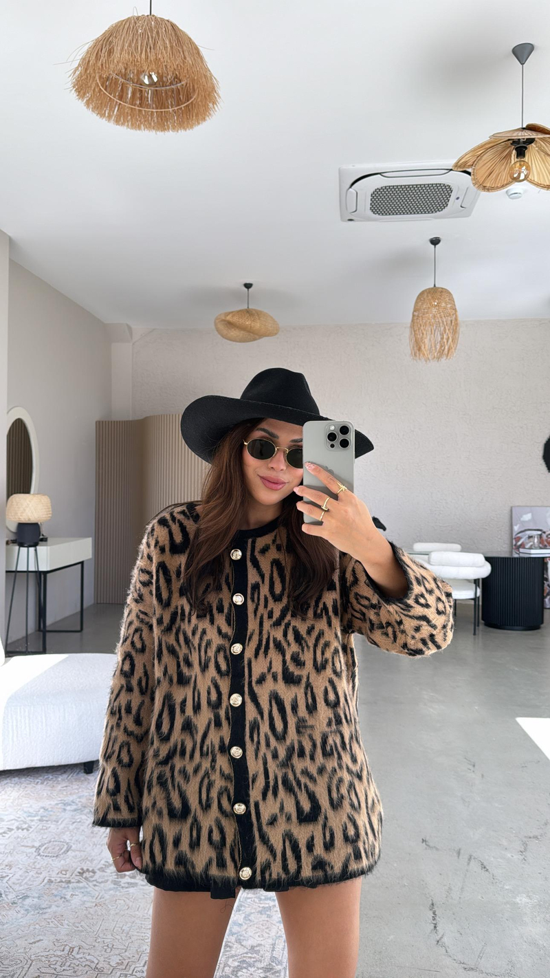 Leopar Uzun Hırka
