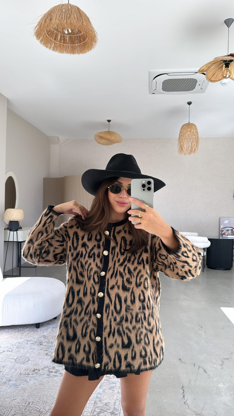 Leopar Uzun Hırka