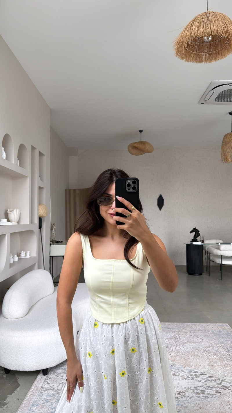 Limon Sarı Likralı Büstiyer