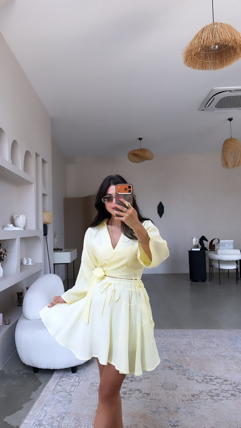 Limon Sarı Müslin İçi Şortlu Etek