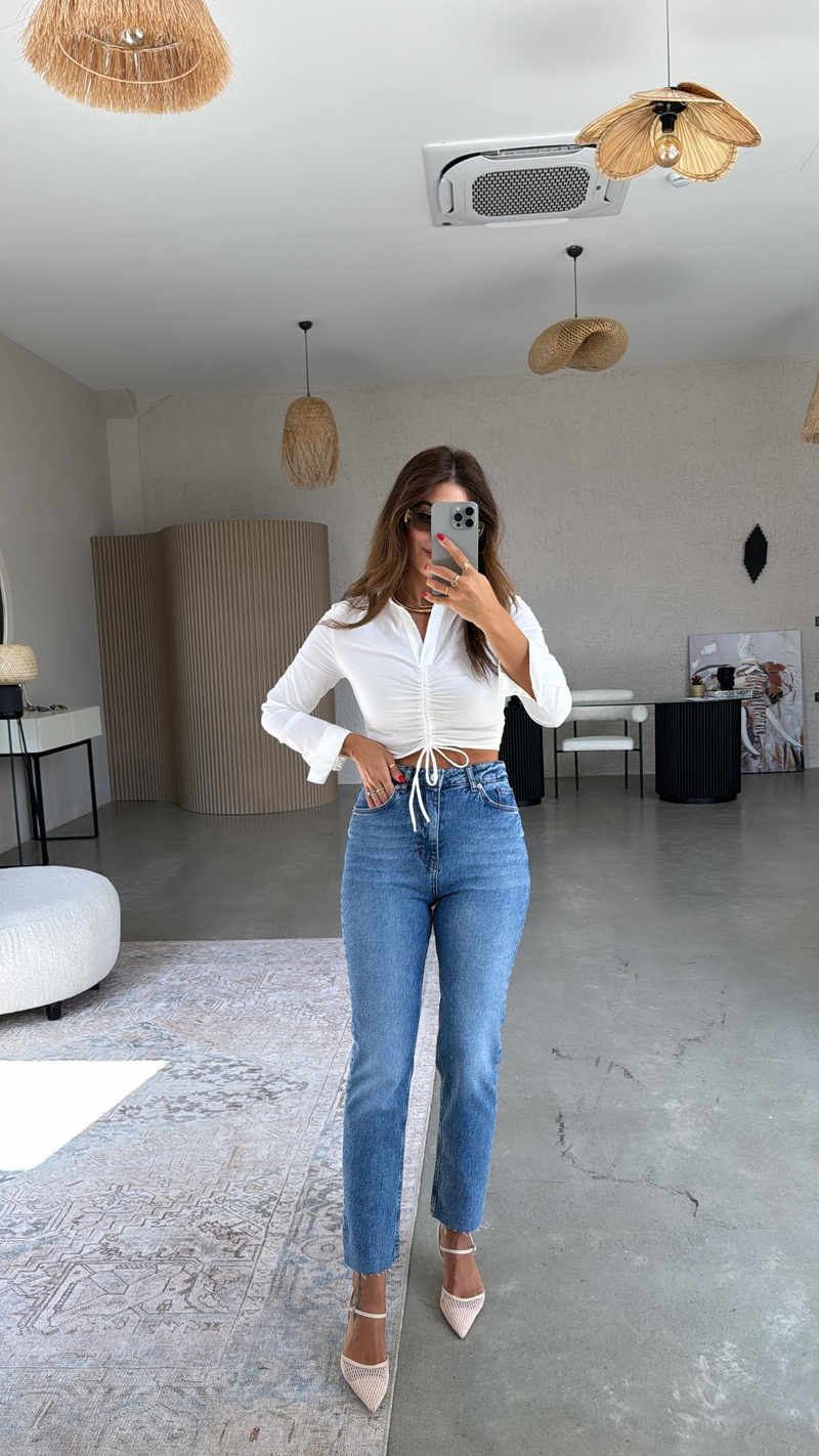 Mavi Boyfit Paça Kesik ZR Jean