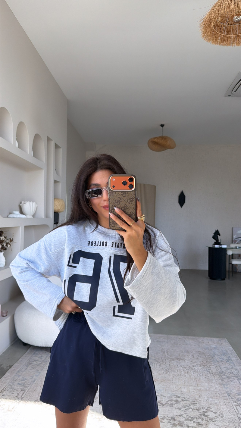 Melanj 78 Baskılı İki İplik Sweatshirt