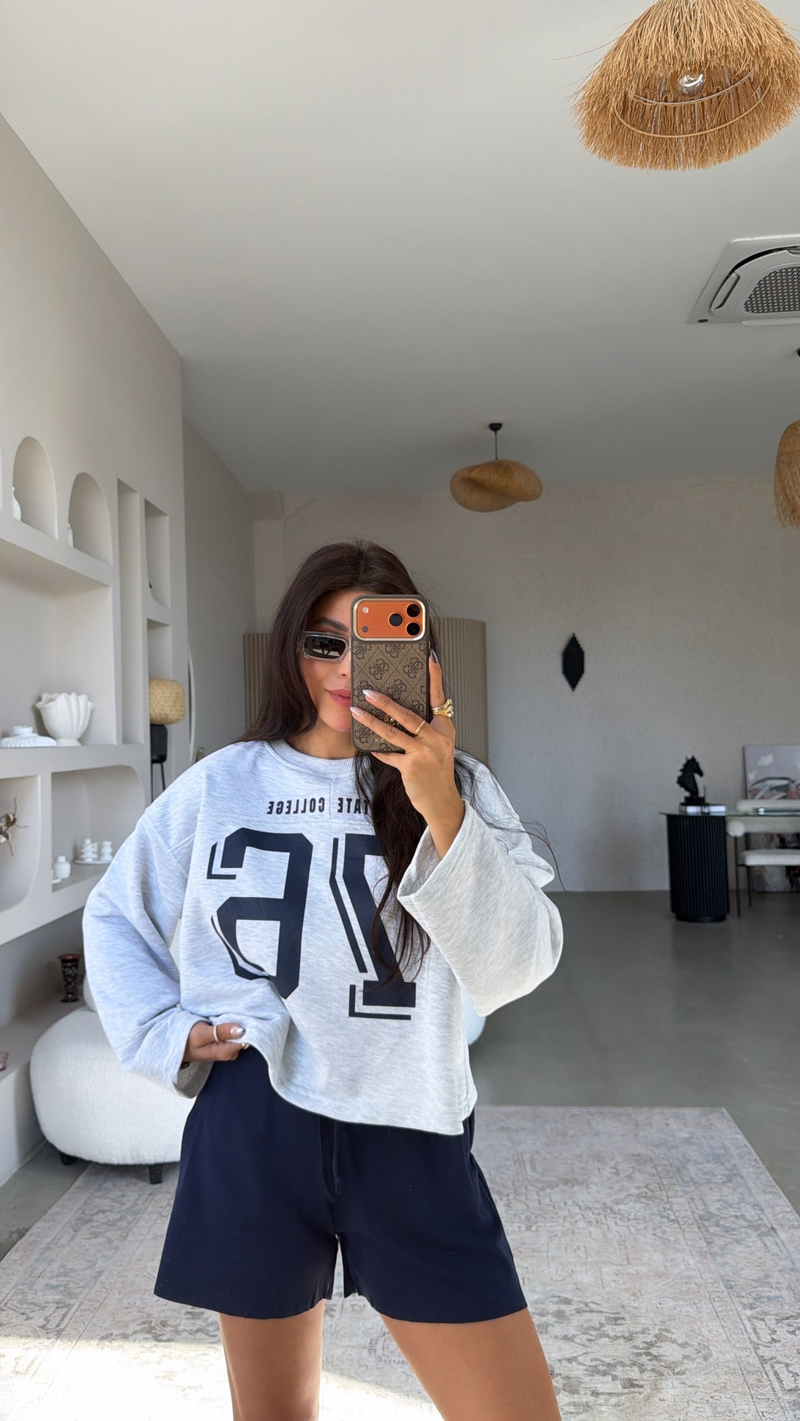 Melanj 78 Baskılı İki İplik Sweatshirt