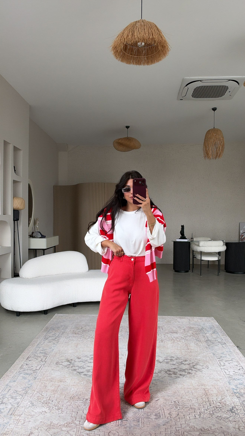 Mercan Tensel Yıkamalı Denim Pantolon