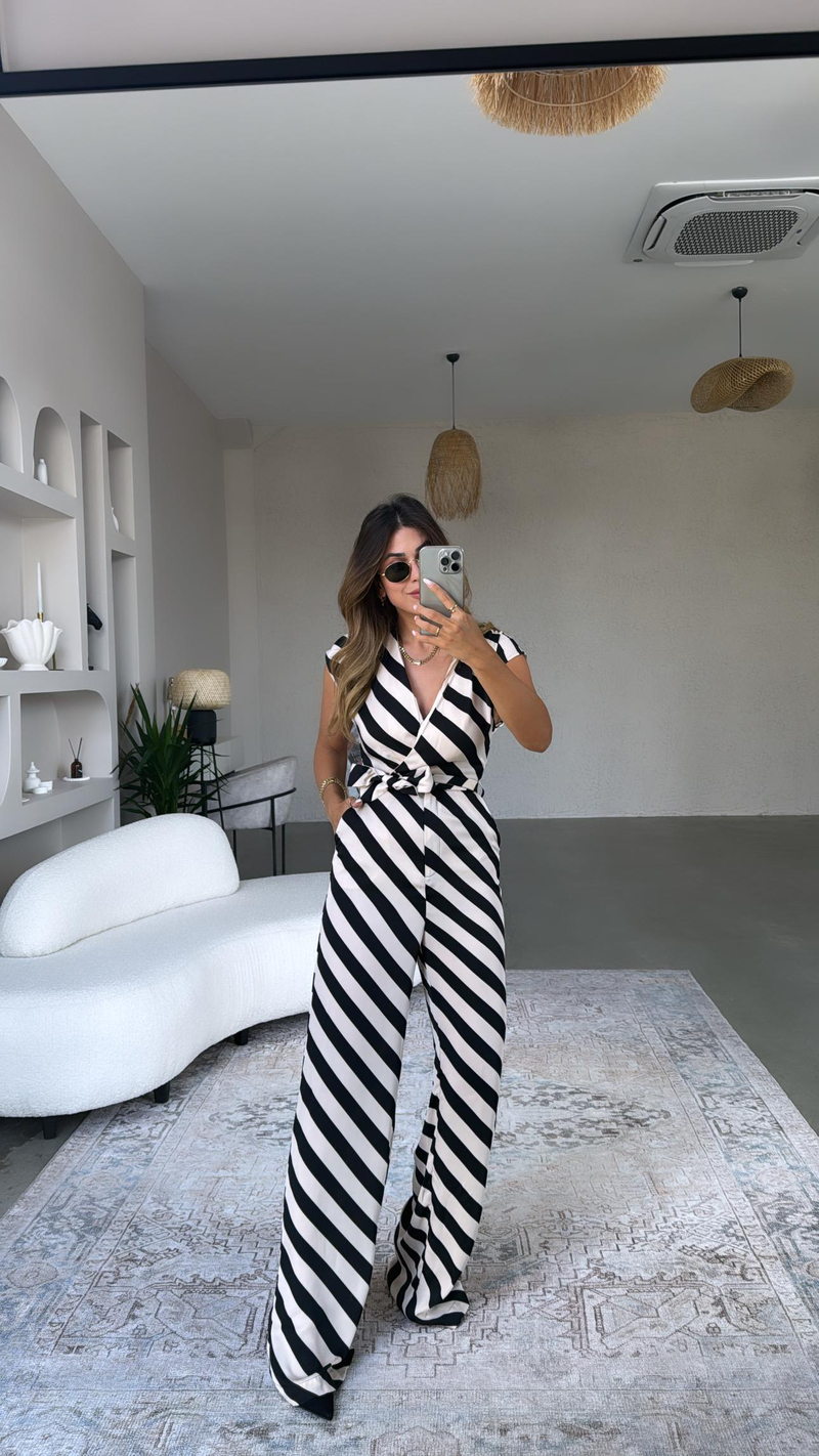 Mng Asimetrik Çizgili Tulum
