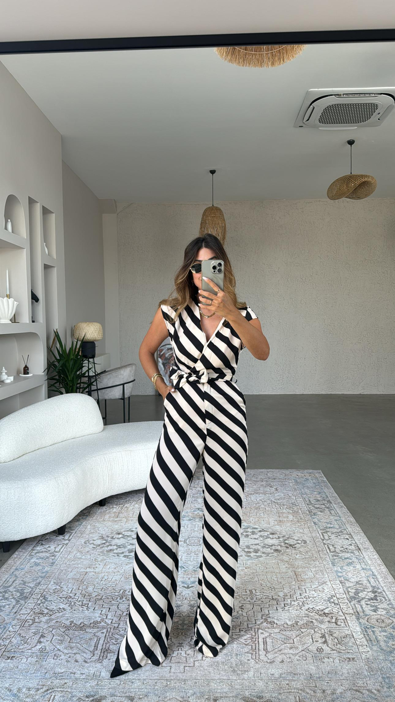 Mng Asimetrik Çizgili Tulum