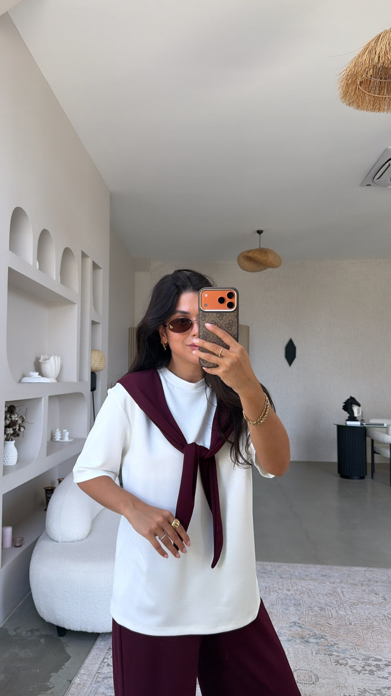 Mürdüm Fularlı Modal Takım
