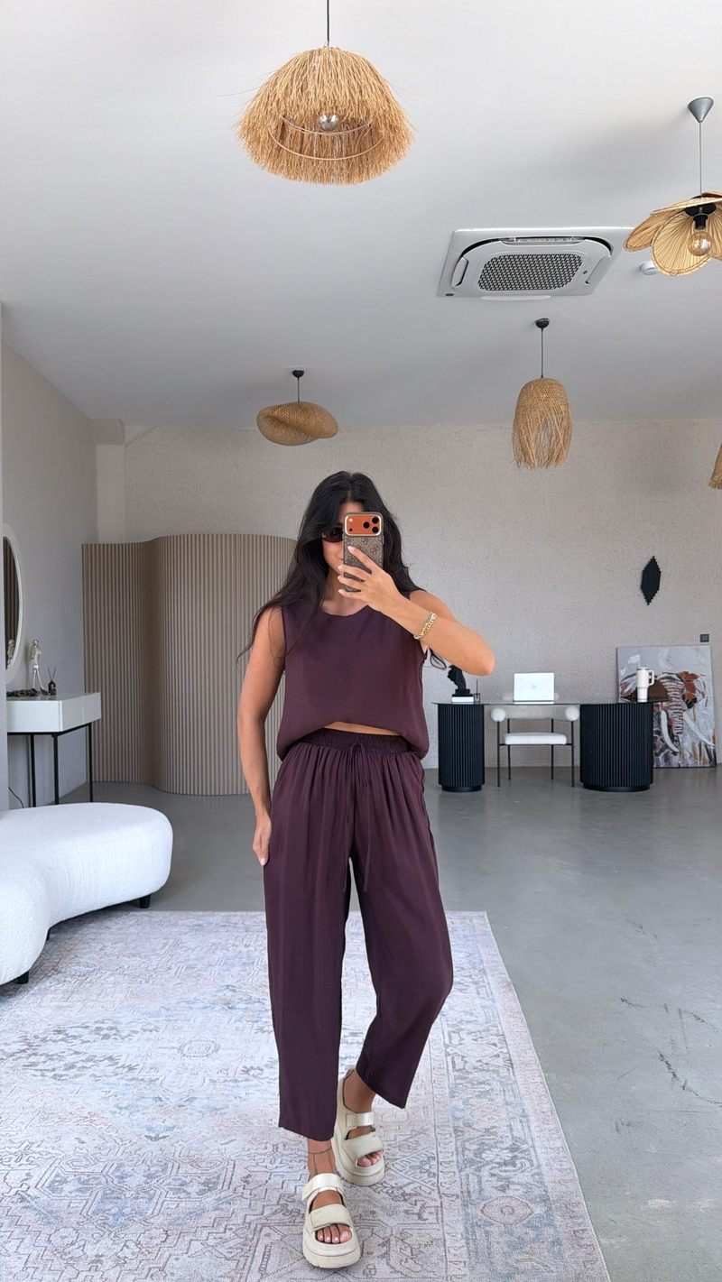 Mürdüm Tensel Atlet Pantolon Basic Takım